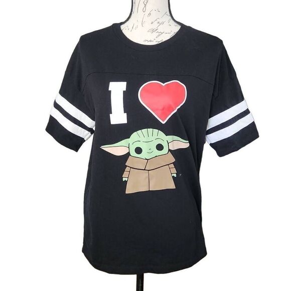 Disney Ladies Size Medium I love Grogu Short Sleeve Top - Picture 1 of 5